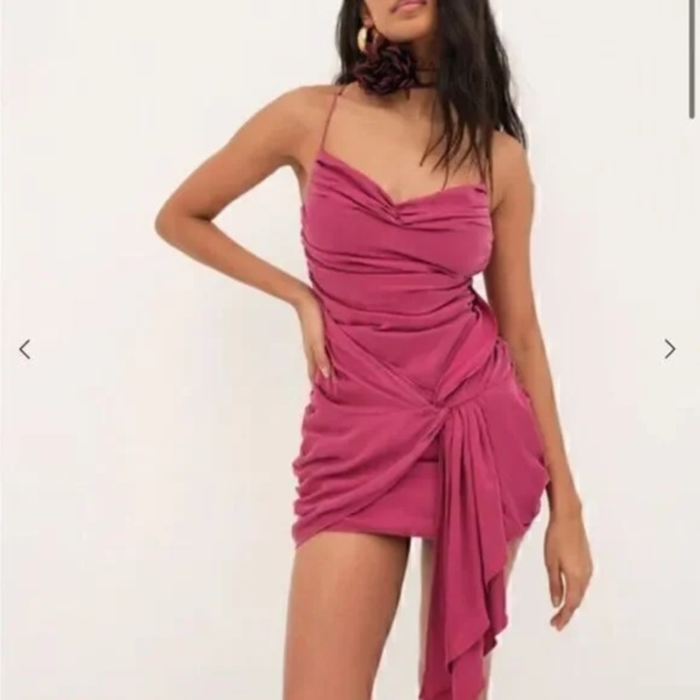 For Love And Lemons Fuchsia Draped Midi Dress
